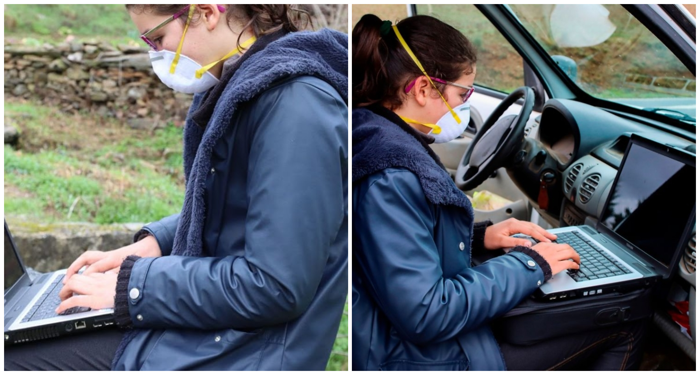 Leonor, uma menina de 12 anos que tem aulas dentro da carrinha do pai a mais de 1Km de casa para procurar rede