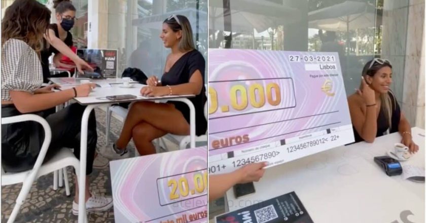 Vencedora do Big Brother tenta pagar café com cheque de 20.000 euros (VÍDEO)