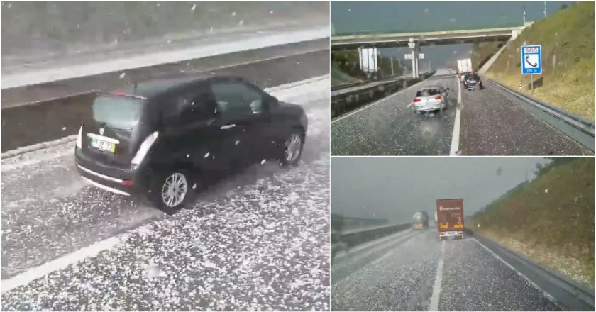 A4 em Vila Real coberta de gigantes bolas de granizo (VÍDEO)