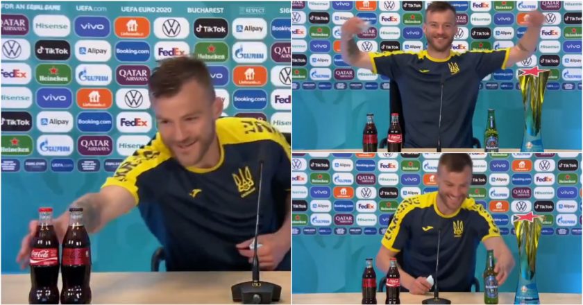 Yarmolenko faz o contrário de CR7 e pede patrocínio das marcas (VÍDEO)