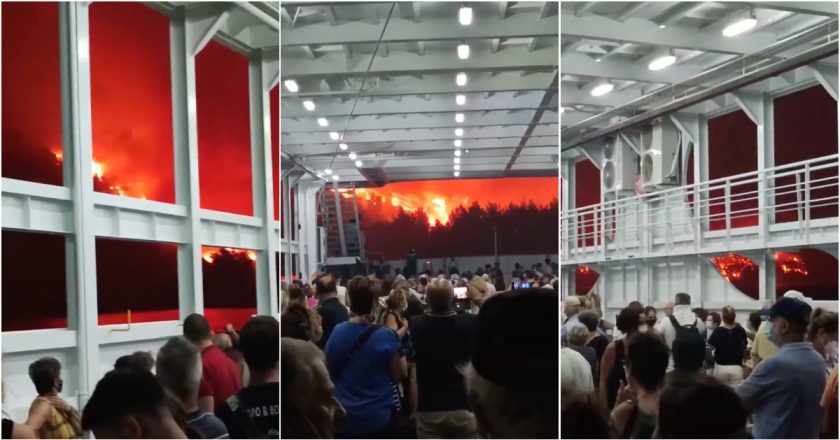 Ferryboat com pessoas resgatadas mostram imagens impressionantes dos incêndios na Grécia (VÍDEO)