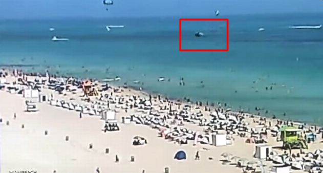 Helicóptero caiu perto de banhistas numa praia em Miami (VÍDEO)