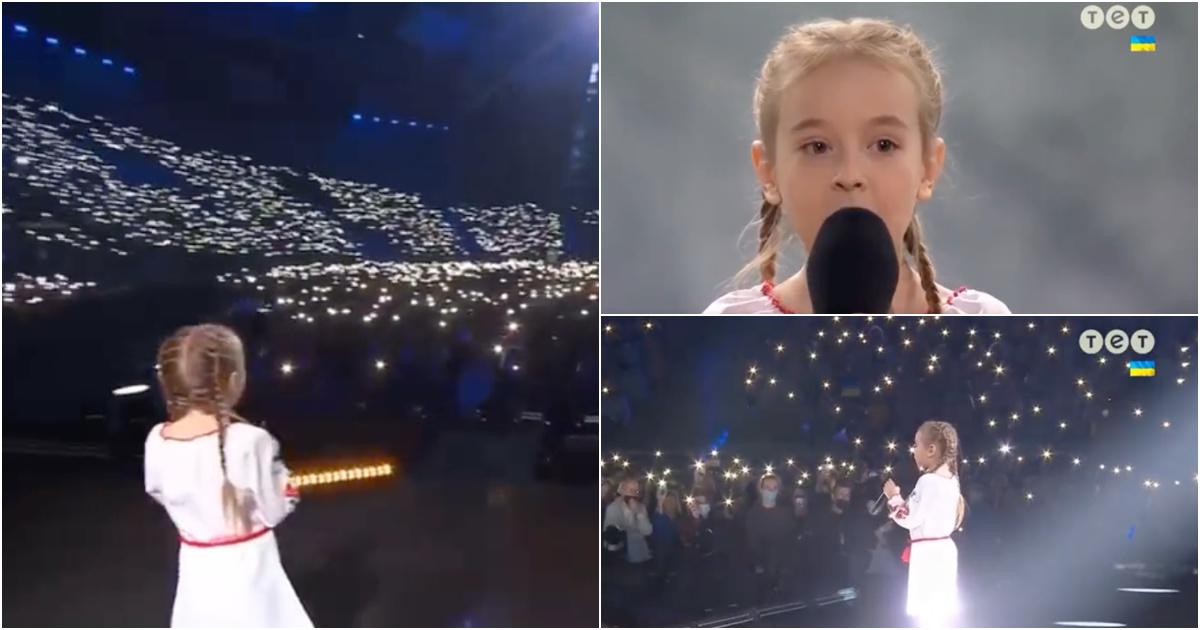 Menina que ficou conhecida por cantar num bunker na Ucrânia cantou hino do seu país em evento solidário