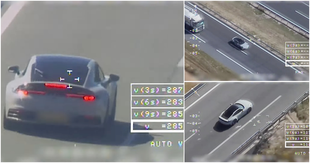 Helicóptero da polícia apanha Porsche a 285 km/h na autoestrada (VÍDEO)